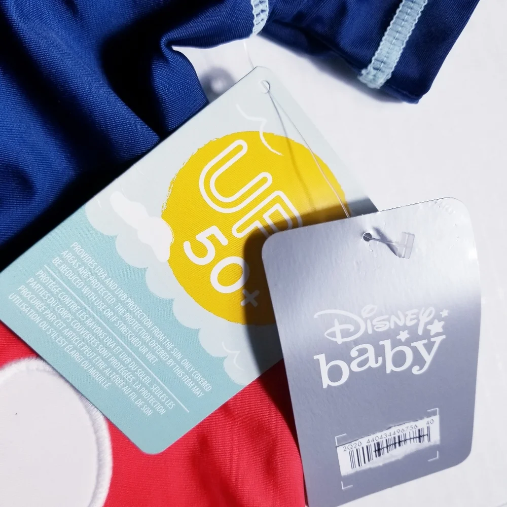 NWT DISNEY BABY MICKEY MOUSE SWIM SHIRT WITH HOOD SIZE 9 TO 12 MONTHS